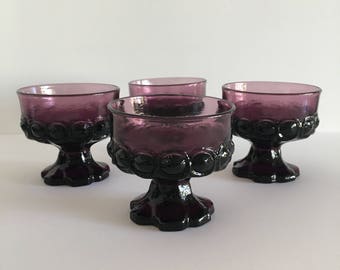 Set of 4 Tiffin Madeira- Mid Century Champagne/ Sherbet Glasses- Purple Amethyst - Vintage Barware