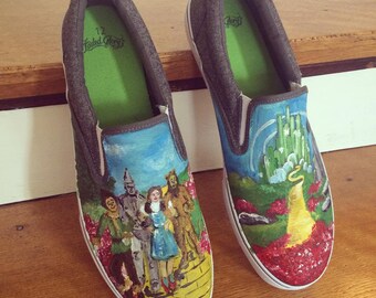 Wizard of Oz Hand Painted Shoes - Wizard of Oz - Emerald City -