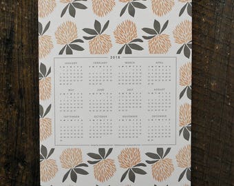 SALE Vermont Clover 2018 Letterpress Wall Calendar