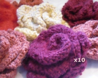 Ten Flower Brooches, Custom Colour Knitted Brooch