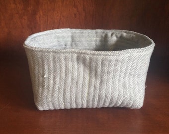 Gray Quilted Nesting Basket - SMALL