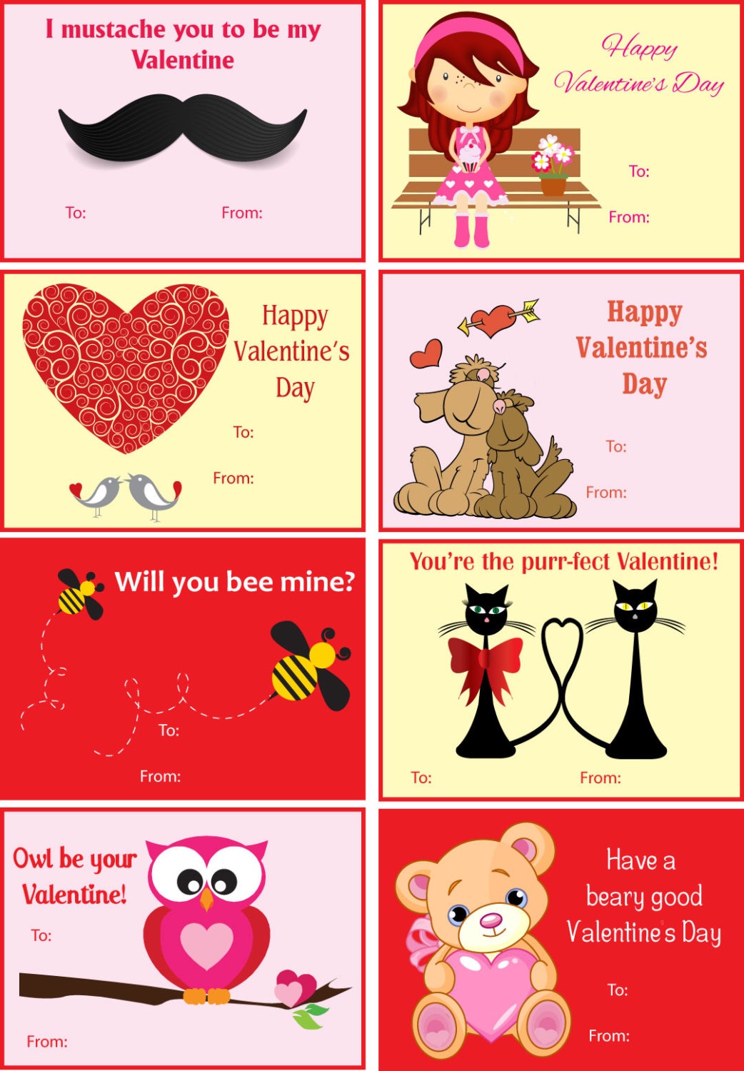 Kids Valentine's Day Cards Printable Valentine Classroom