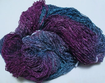 Hand dyed Plush Rayon Chenille Black Fleck Yarn ATLANTIS - 500 yds