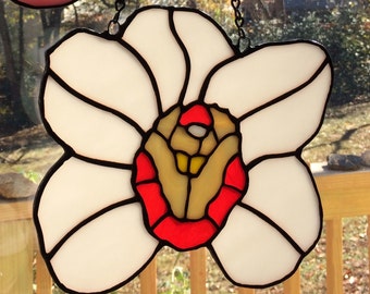 Orquid - White Cynbidium Suncatcher