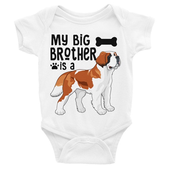 St. Bernard Big Brother Little Brother Onesie®, Dog Sibling Baby Onesies, St Bernand Baby Clothes, Dog Baby Clothes, My Big Brother is a Dog