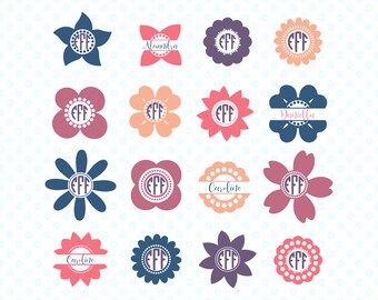 Split monogram svg, Monogram frame, svg monogram, SVG bundle, monogram bundle, cricut bundle, Summer SVG, flower svg, svg cut file, svg cut