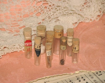5 Assorted Vintage Watchmaker Parts Glass Vials - Steampunk - Jewelry - Mixed Media - Altered Arts