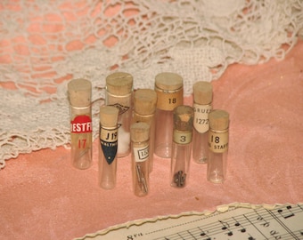 5 Assorted Vintage Watchmaker Parts Glass Vials - Steampunk - Jewelry - Mixed Media - Altered Arts