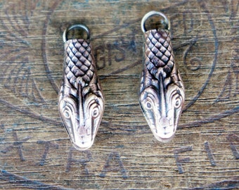 Vintage French Brass Stamping/Antique Style/3 dimensional/Snake/Serpent/Reptile/Pendant/French Findings
