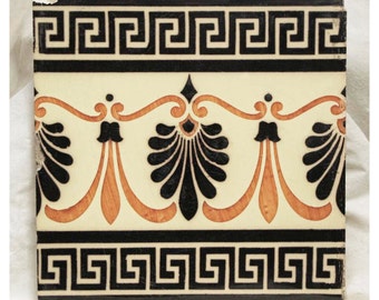 Orange and black geometric tile