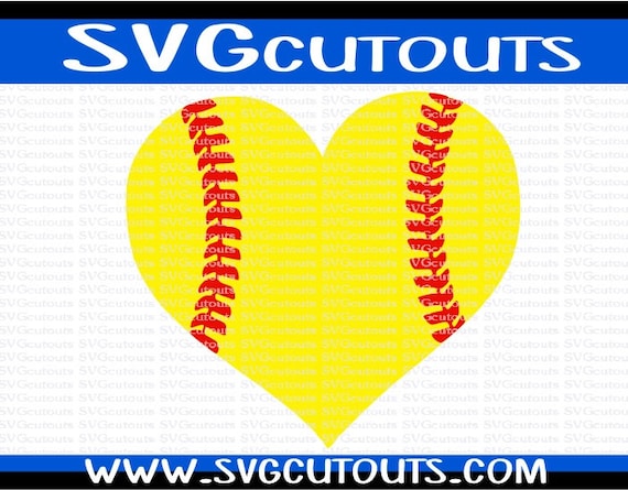 Download Heart Shaped Softball Design SVG DXF EPS Formats Files for