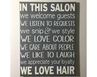 Painted canvas sign - hair salon decor - salon owner gift - salon rules