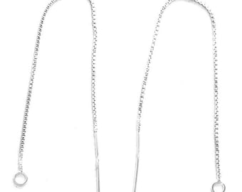 Pair 4 Inch EAR THREADS 925 Sterling Silver with Loop