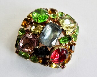 Pastel Fruit Salad Rhinestone Brooch