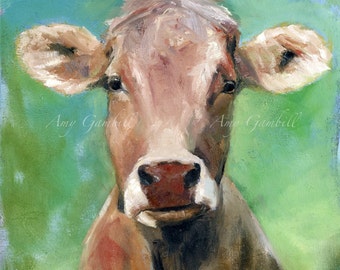 Cow pet portrait print custom painting gift professional art print Various sizes COW painting