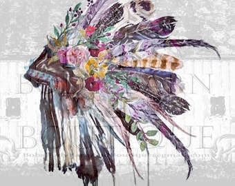 Colorful Native American Headdress Sublimation Digital Design