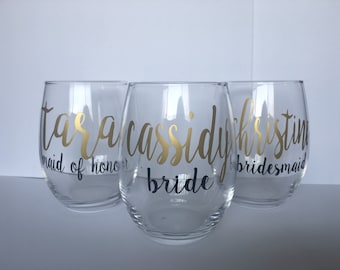 Bridesmaid wine glasses | Etsy Bridesmaid wine glasses | Etsy