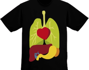 Human Organs Heart, Lungs, Stomach, Liver Men's T-shirt