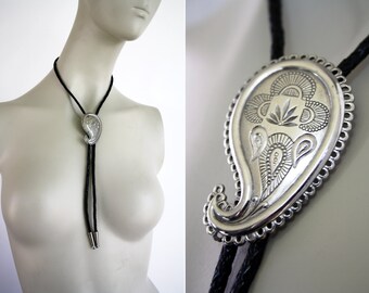 Black and Silver Accent Bolo Tie Lariat Y Necklace