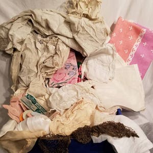 Huge LOT of vintage linens, antique clothing, misc, 25+ pieces