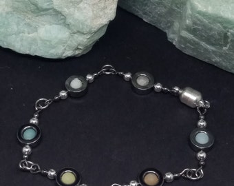 Matte Amazonite and Hematite Wire Magnetic Bracelet