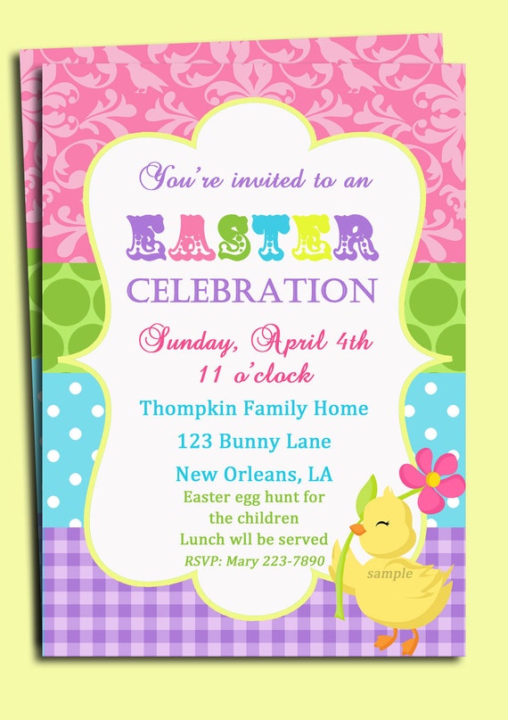 easter invitation printable or printed with free shipping easter party invitation