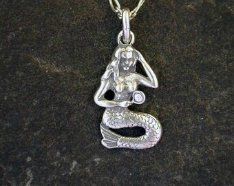 Sterling Silver Mermaid Pendant on a Sterling Silver Chain