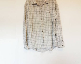Plaid Corduroy Shirt Vintage Cord Button Down Shirt White Plaid Vintage Corduroy Button Up Shirt Men's XXL Cord Shirt Vintage White Check