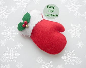 PDF pattern mitten christmas ornaments pattern Felt mitten pattern Easy sewing pattern Christmas decorations Diy advent ornament