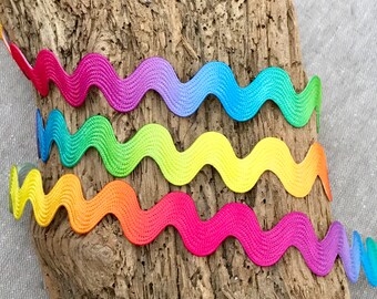 Rainbow Ric Rac - 10mm Multi-Coloured Ric Rac - Jumbo Ric Rac - Wide Edging - Upholstery Ric Rac - Sewing Embellishment - Braid Trimming