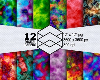 Alcohol Ink Digital Paper Pack 12 Digital Papers That Simulate Alcohol Ink Or Watercolor Marblizing Effect DIY Printable Instant Download