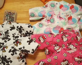 Baby doll pjs, baby doll pajamas, flannel pjs; flannel pajamas; dolly pajamas, doll pajamas, pj's