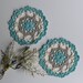 Small Crochet Doily Pair - Mint Green and Taupe - Lacy Small Mini 6" - Set of 2