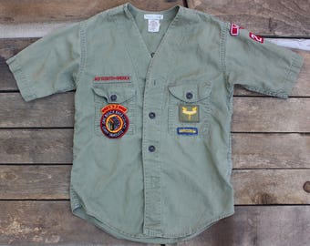 Embroidered Kids Vintage Boy Scout Shirt w/ Patches