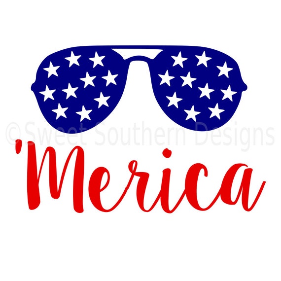 Merica with sunglasses fourth of july SVG instant download