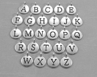 Add a Letter Charm - Silver Plated Alphabet Charms