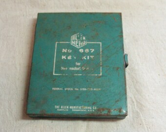 Vintage Allen Head Hex Key Kit No. 667 in Original Metal Case, 18 pc. Set Missing Only 2!