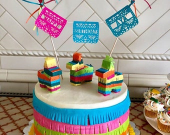 Mini Pinata Cake Topper, Cinco de Mayo, Fiesta Birthday Parties, Fiesta Wedding, Mexican Birthday, Fiesta Decoration, Wedding Cake Decor