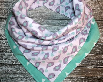Tweet Tweet! Sweet lil birdie reversible bandana bib