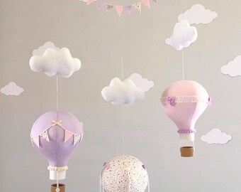 SPECIAL PRICE! Hot air balloon mobile, Baby mobile, Nursery decor, Pastel nursery, Baby shower gift
