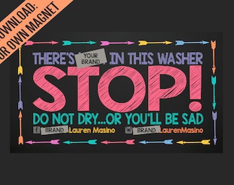 LLR Customized Washer Magnet Digital Download | JPEG only | Print your own personalized magnets for customers | Washing machine warning