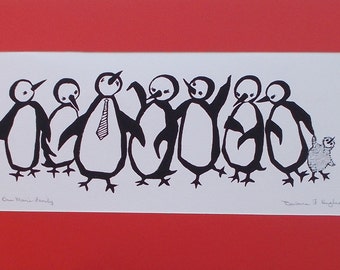 One Man's Family, woodcut by Barbara F. Hughes