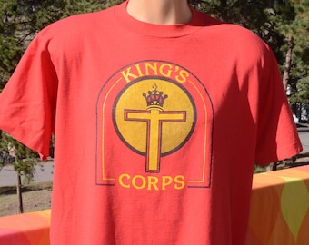 80s vintage tee KING'S CORPS cross crown t-shirt XL Large