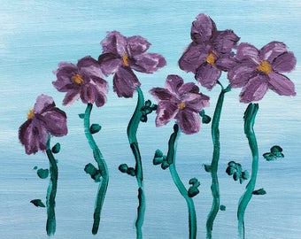 Whimsy Garden: Acrylic on canvas floral art.