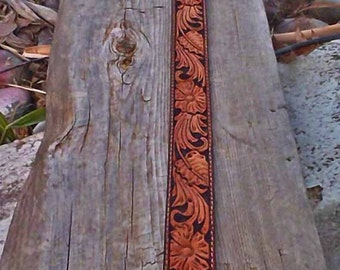 Hand tooled leather belt