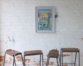 Stools Vintage Retro Industrial School Stacking Science Lab Cafe Bar Stools Kitchen Stools NEW