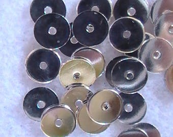 Flat Silver Beads ~ 8mm Metal Beads ~ Silver Donut Beads ~ 100 Pieces ~ Silver Heishi Beads ~ Metal Jewelry Beads ~ Wholesale Bead Lot