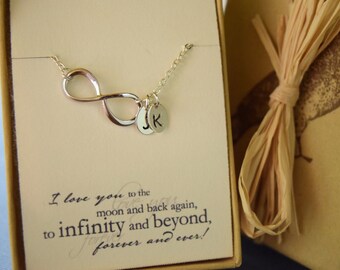 Personalized Infinity Necklace, Initial Infinity Choker, Valentines Gift, Anniversary Gift, Bridesmaid Necklace, Mothers Day Necklace