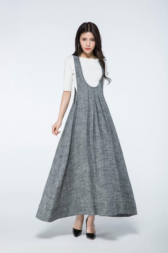 gray pinafore dress suspender dress overall dress jumper