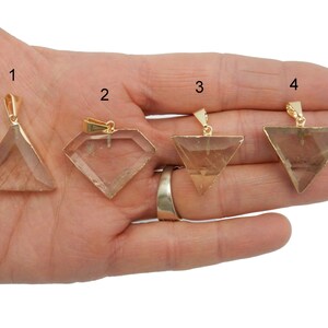 Quartz Pendant with Electroplated 24k Gold Edge - Interesting Inclusions - YoU ChOOse (Lot G-1273)